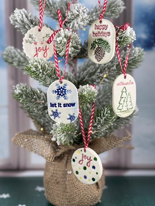 Handmade Hand Stamped Christmas Ornaments