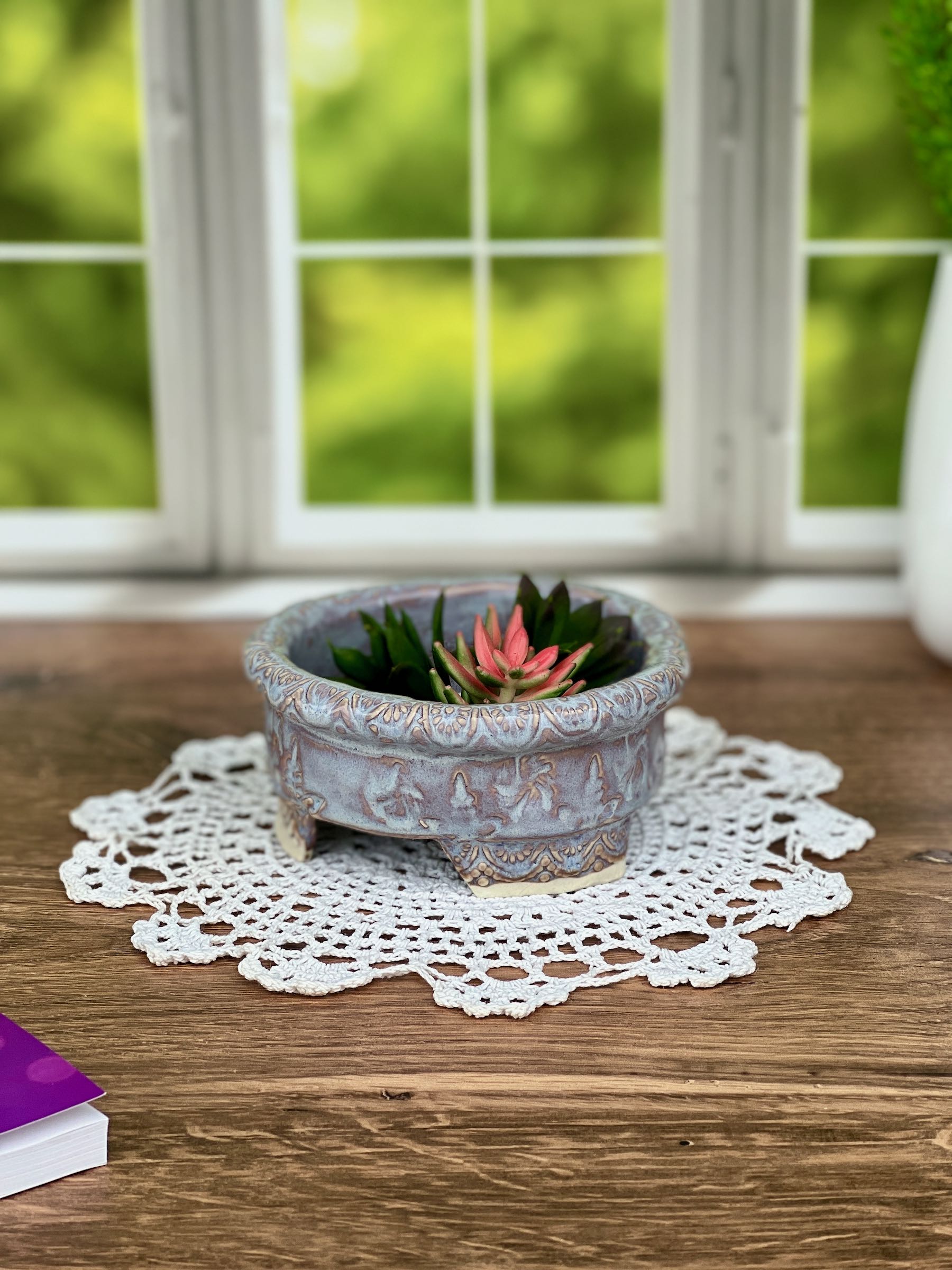 lavender succulent plant Succulent Planter with a Lavender Glaze