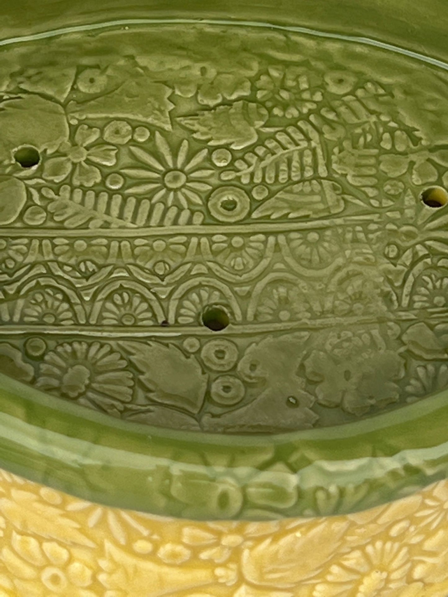 Rounded Diamond Shaped Planter with Yellow and Green Glaze