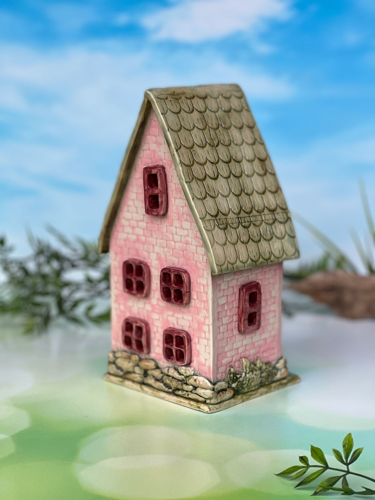 Two Story Miniature House Pink