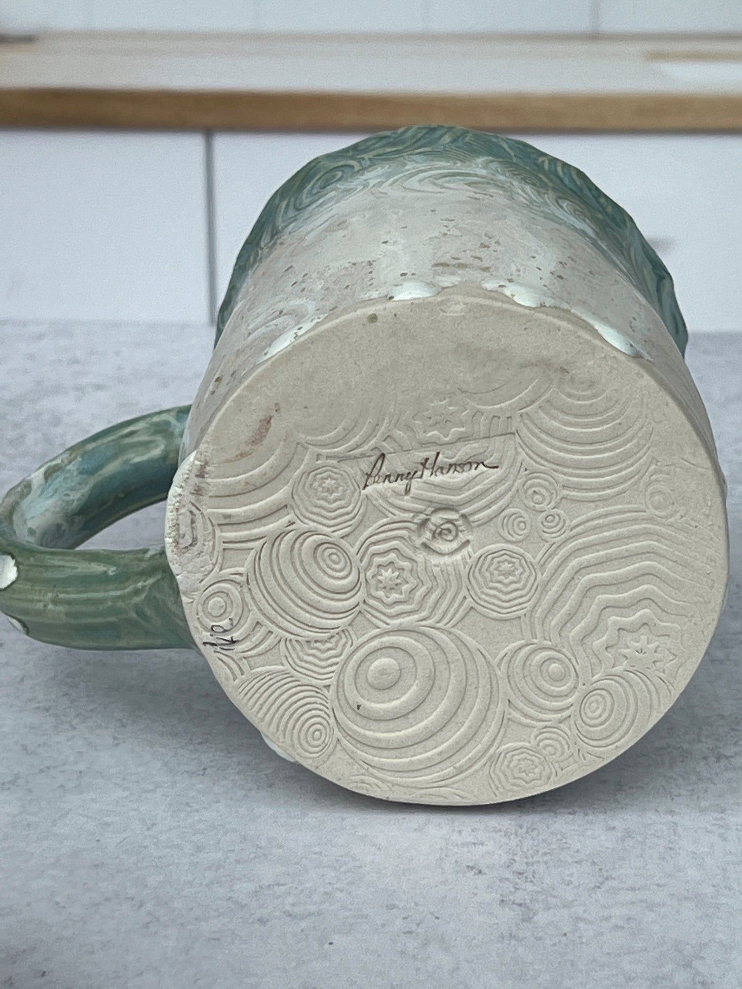 Mug with Circle Texture with Norse Blue and Sea Salt Glaze