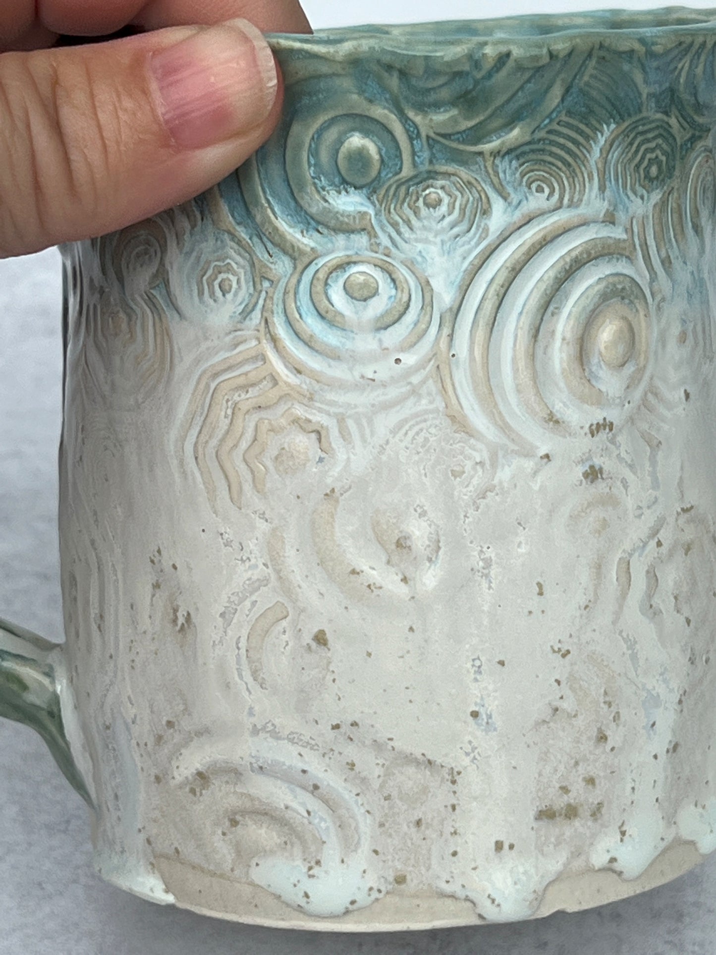 Mug with Circle Texture with Norse Blue and Sea Salt Glaze
