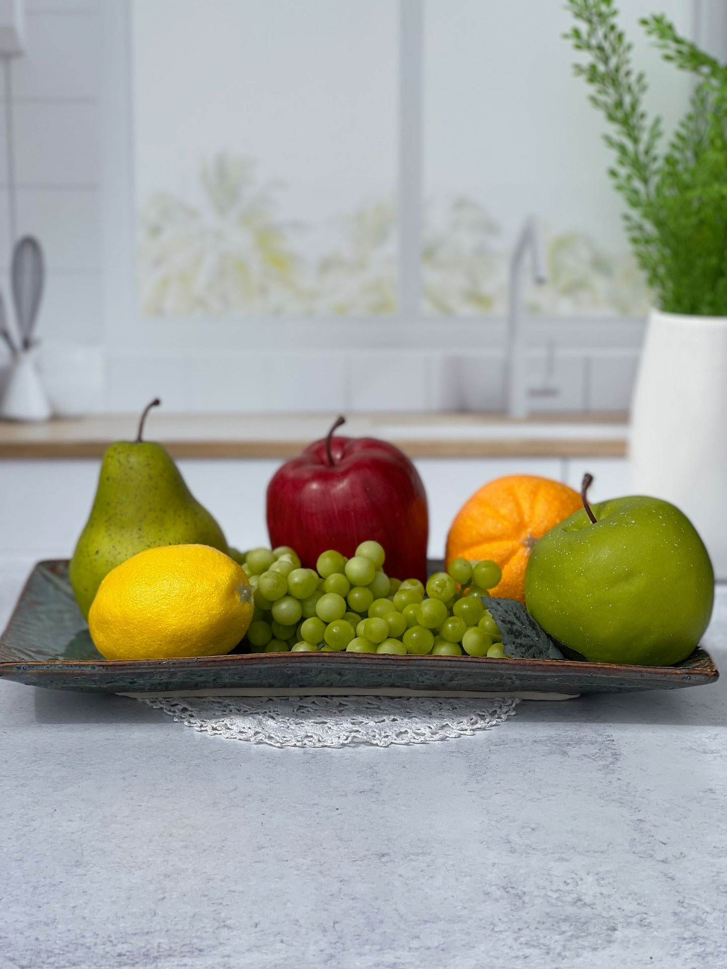 Blue-Green Lace Textured Platter