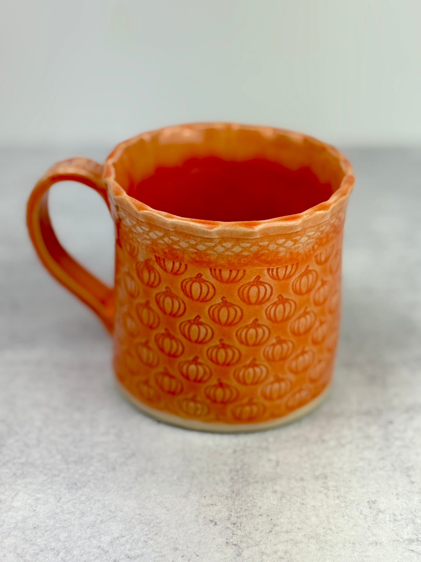 Orange Pumpkin Textured Mug With A Fox Design