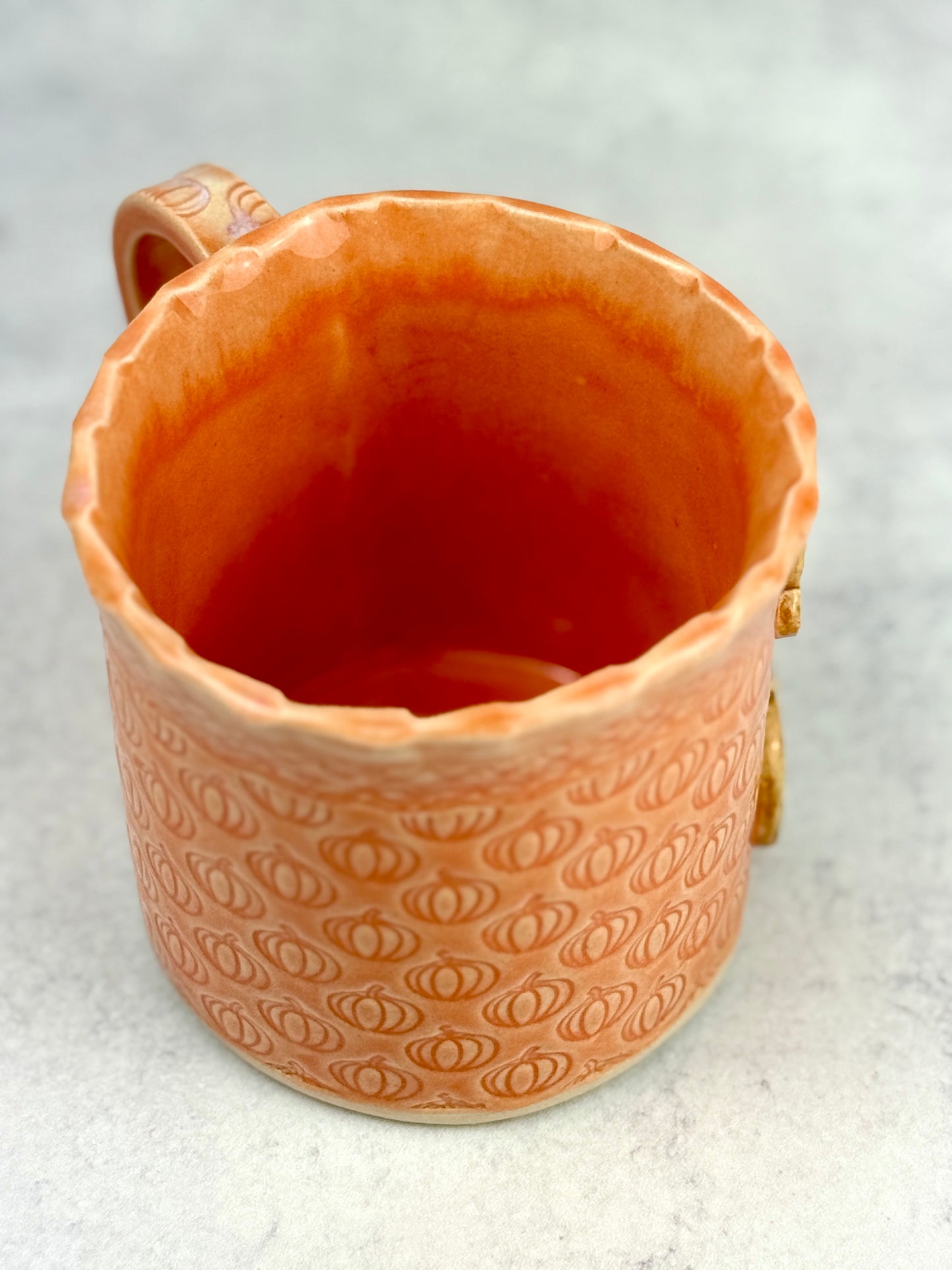 Orange Pumpkin Textured Mug With A Fox Design