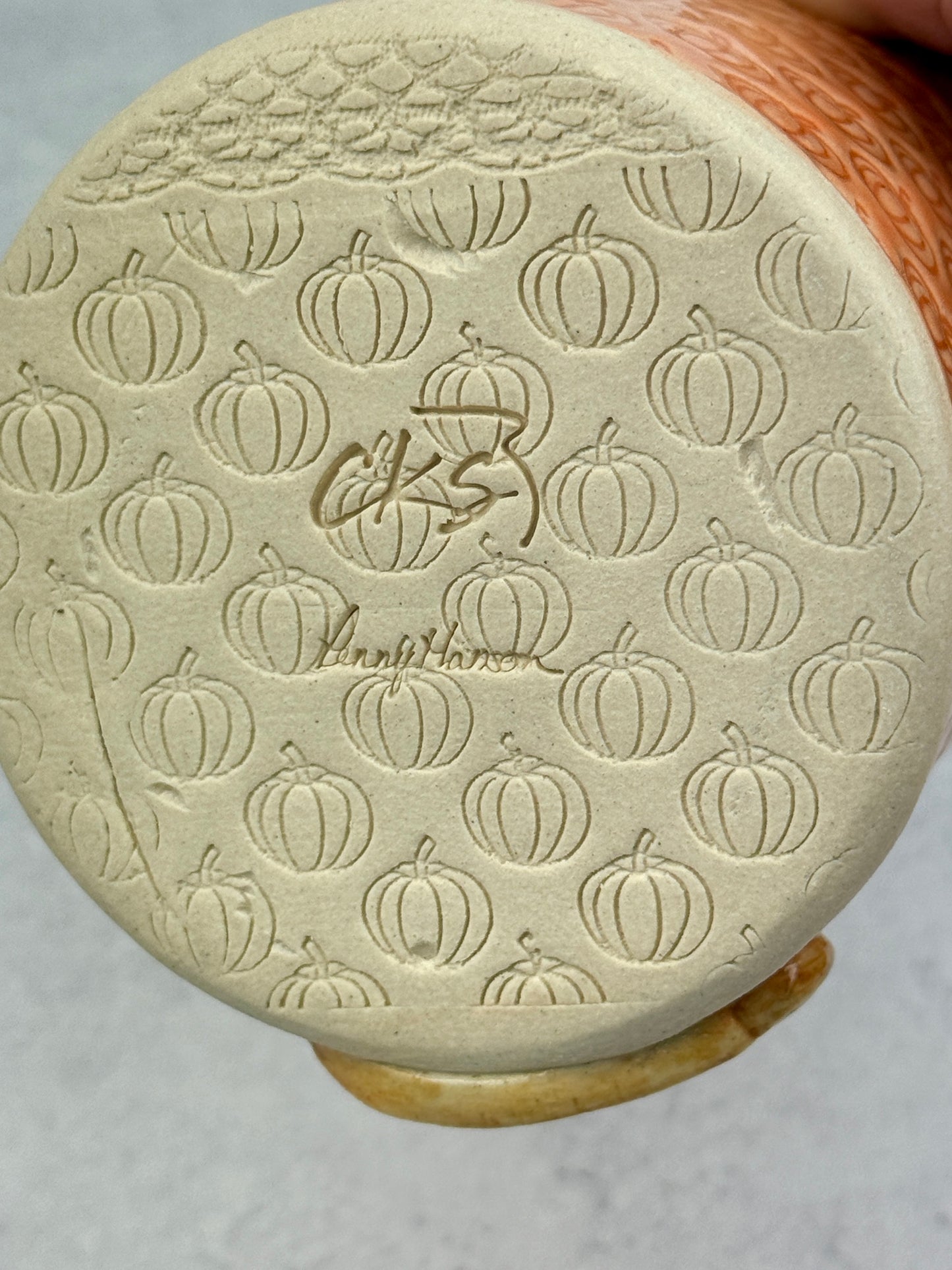 Orange Pumpkin Textured Mug With A Fox Design