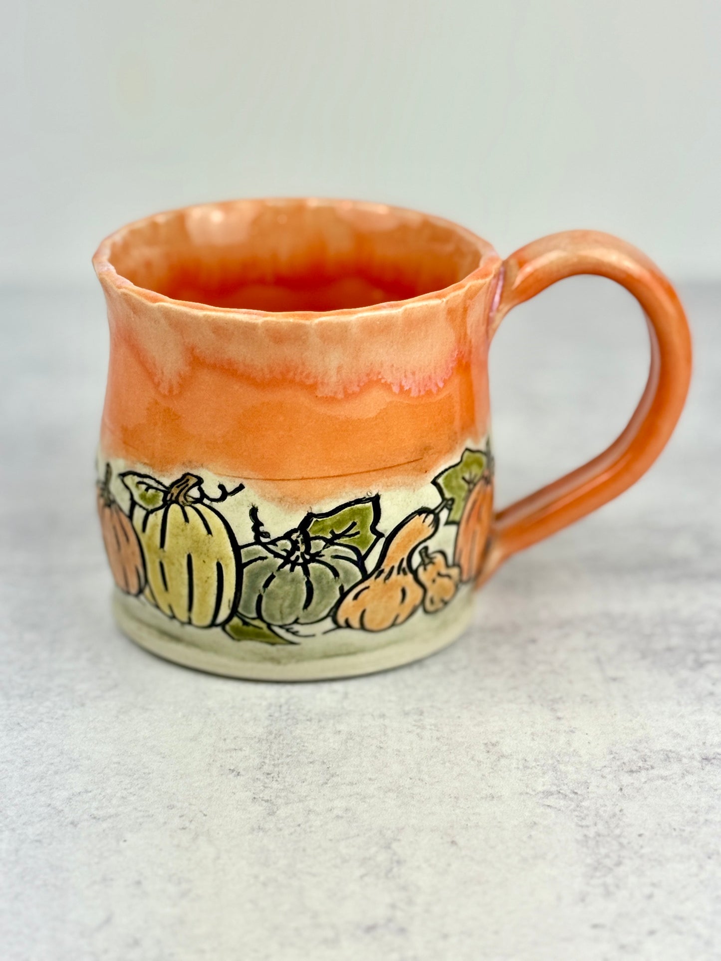 Orange and Cream mug with Pumpkin Design