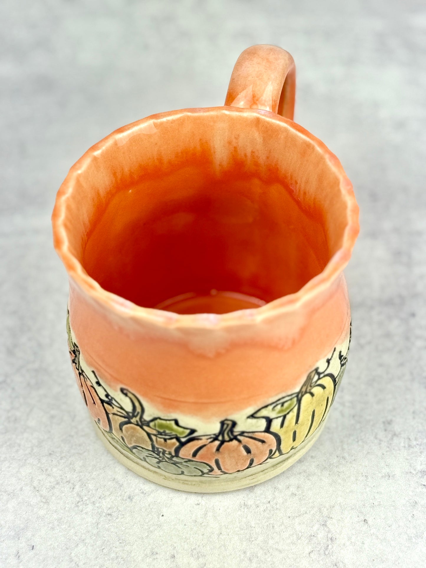 Orange and Cream mug with Pumpkin Design