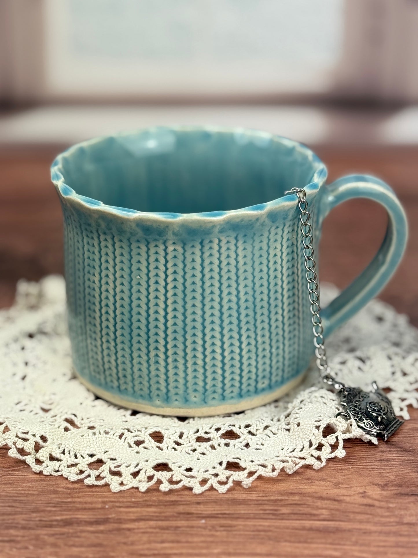 Light Blue Sweater Textured Mug