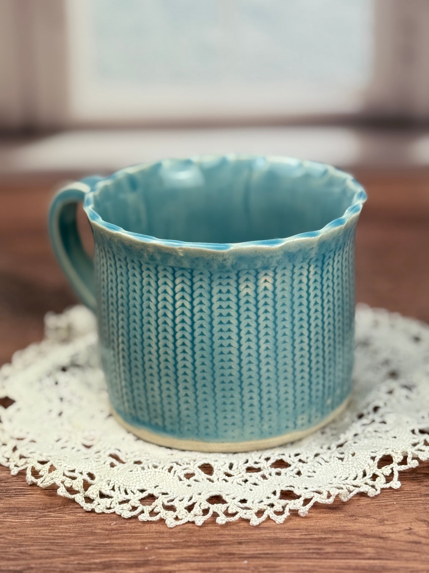Light Blue Sweater Textured Mug