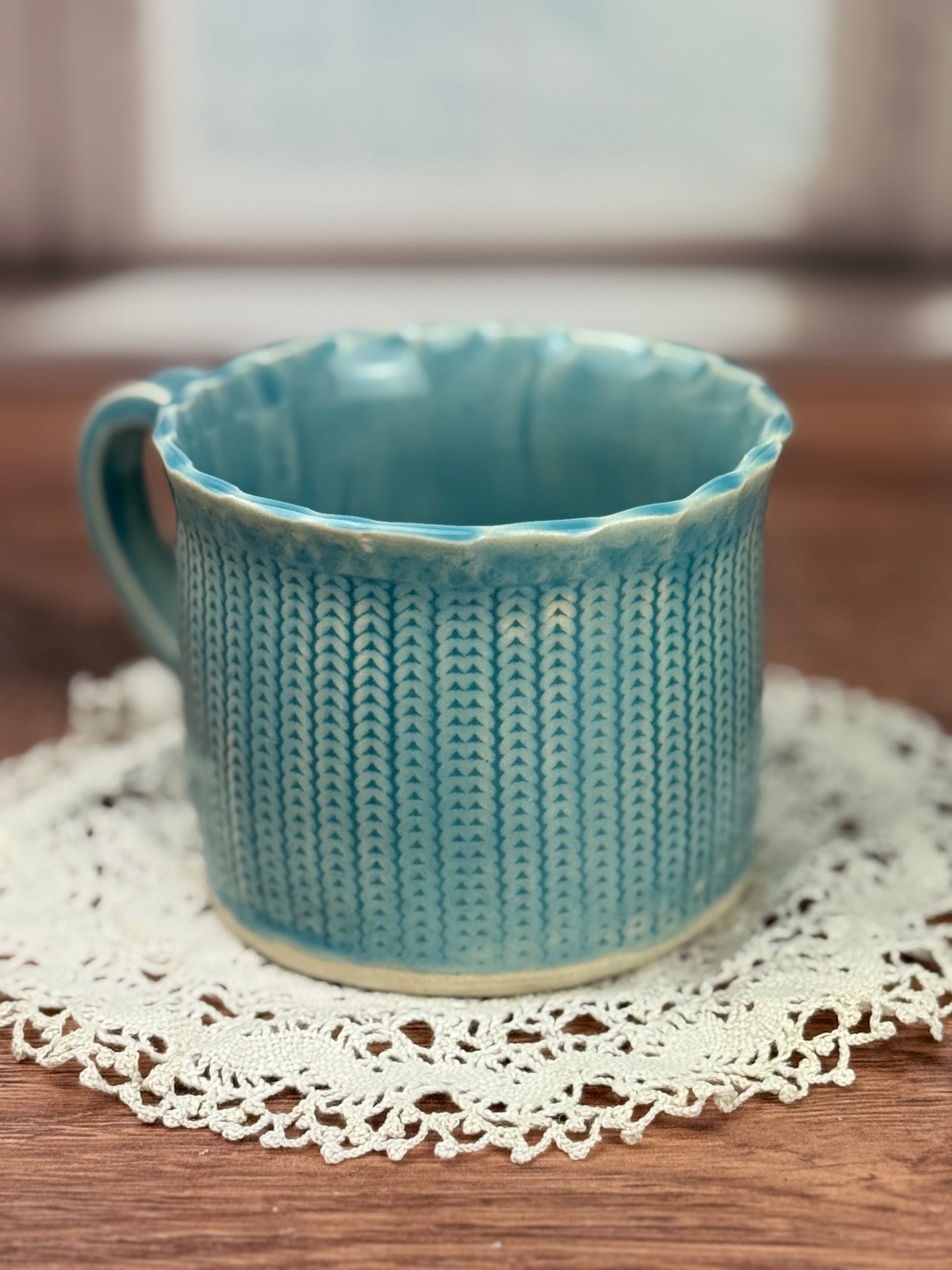 Light Blue Sweater Textured Mug