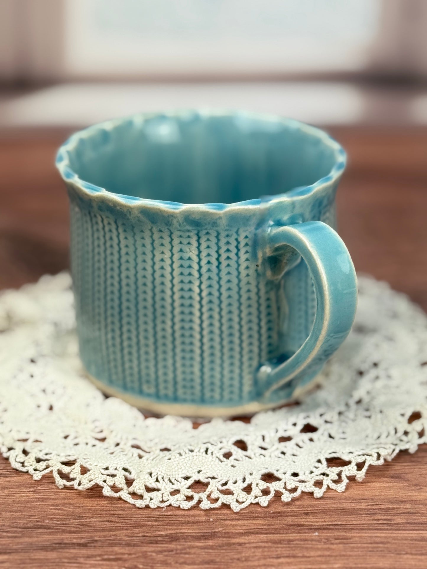 Light Blue Sweater Textured Mug