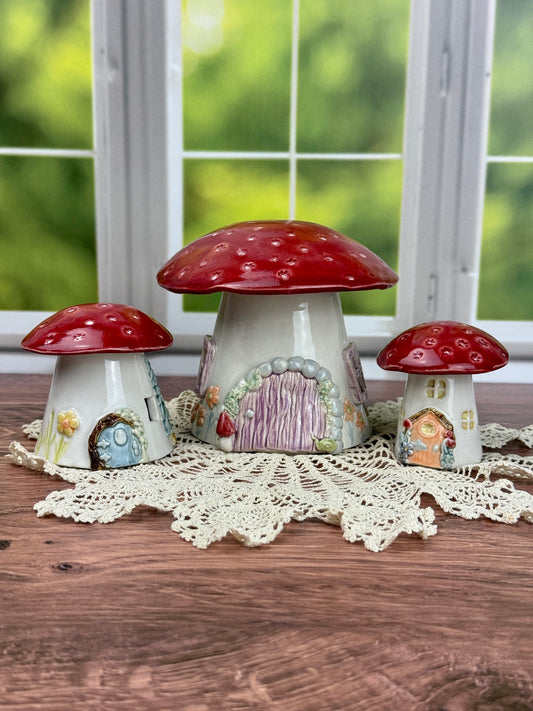 Miniature Red Roofed Mushroom Houses