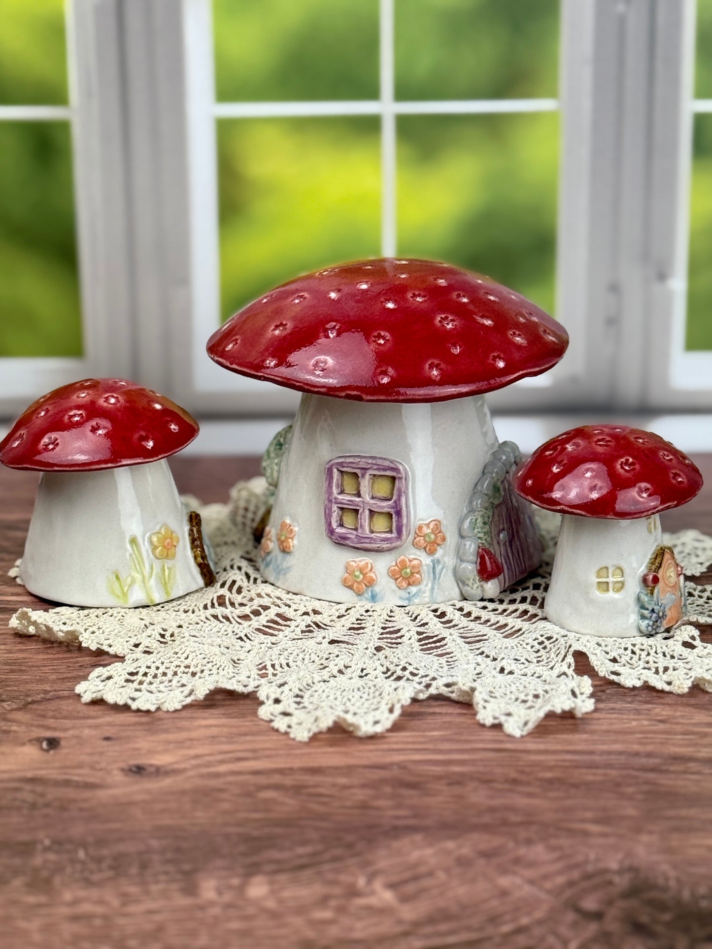 Miniature Red Roofed Mushroom Houses
