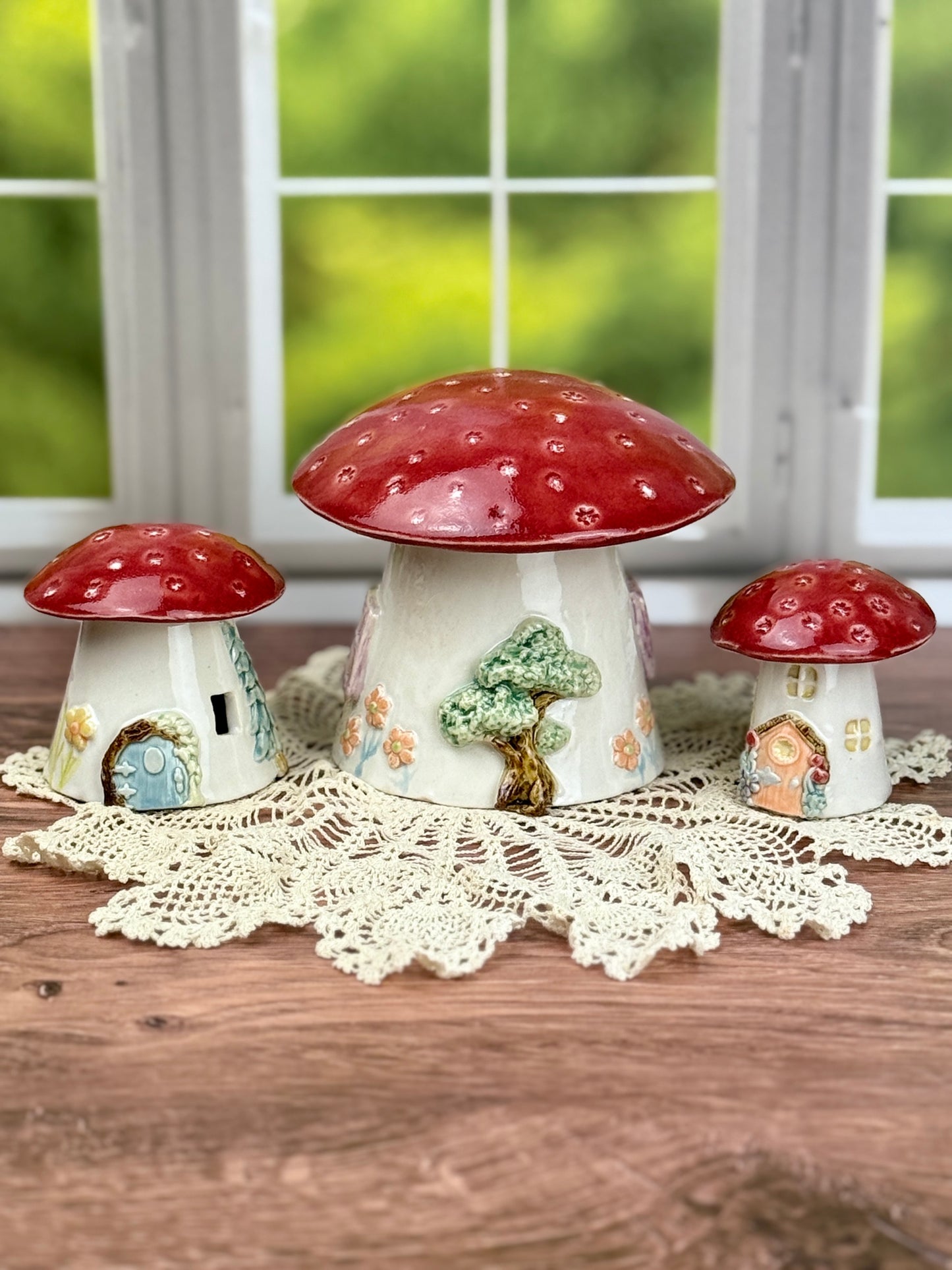 Miniature Red Roofed Mushroom Houses
