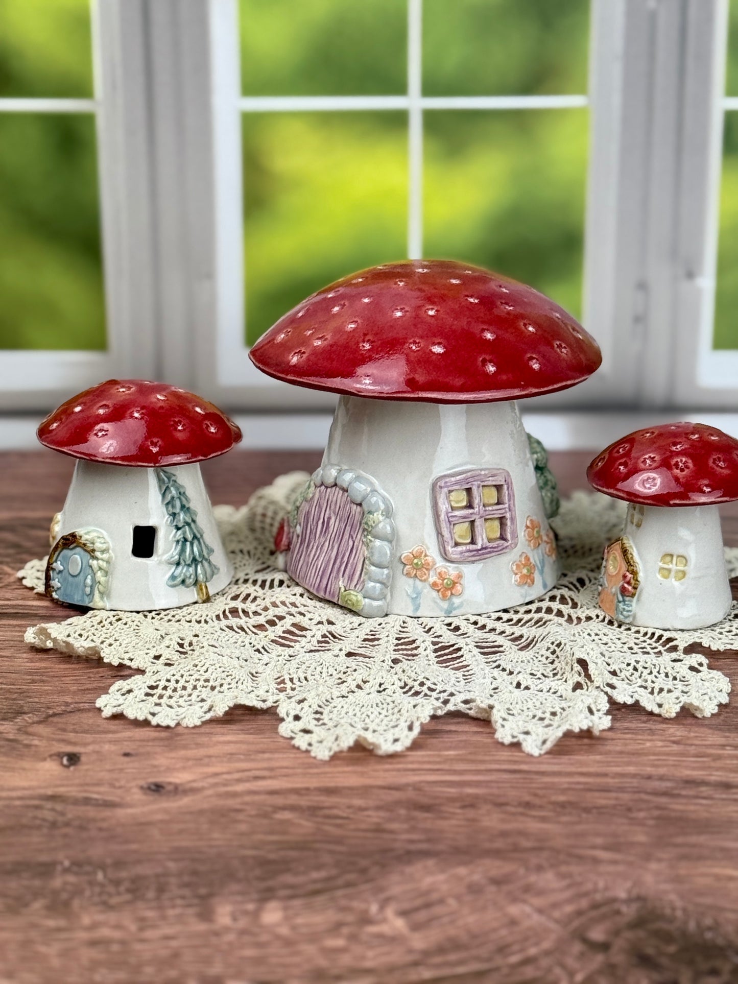 Miniature Red Roofed Mushroom Houses
