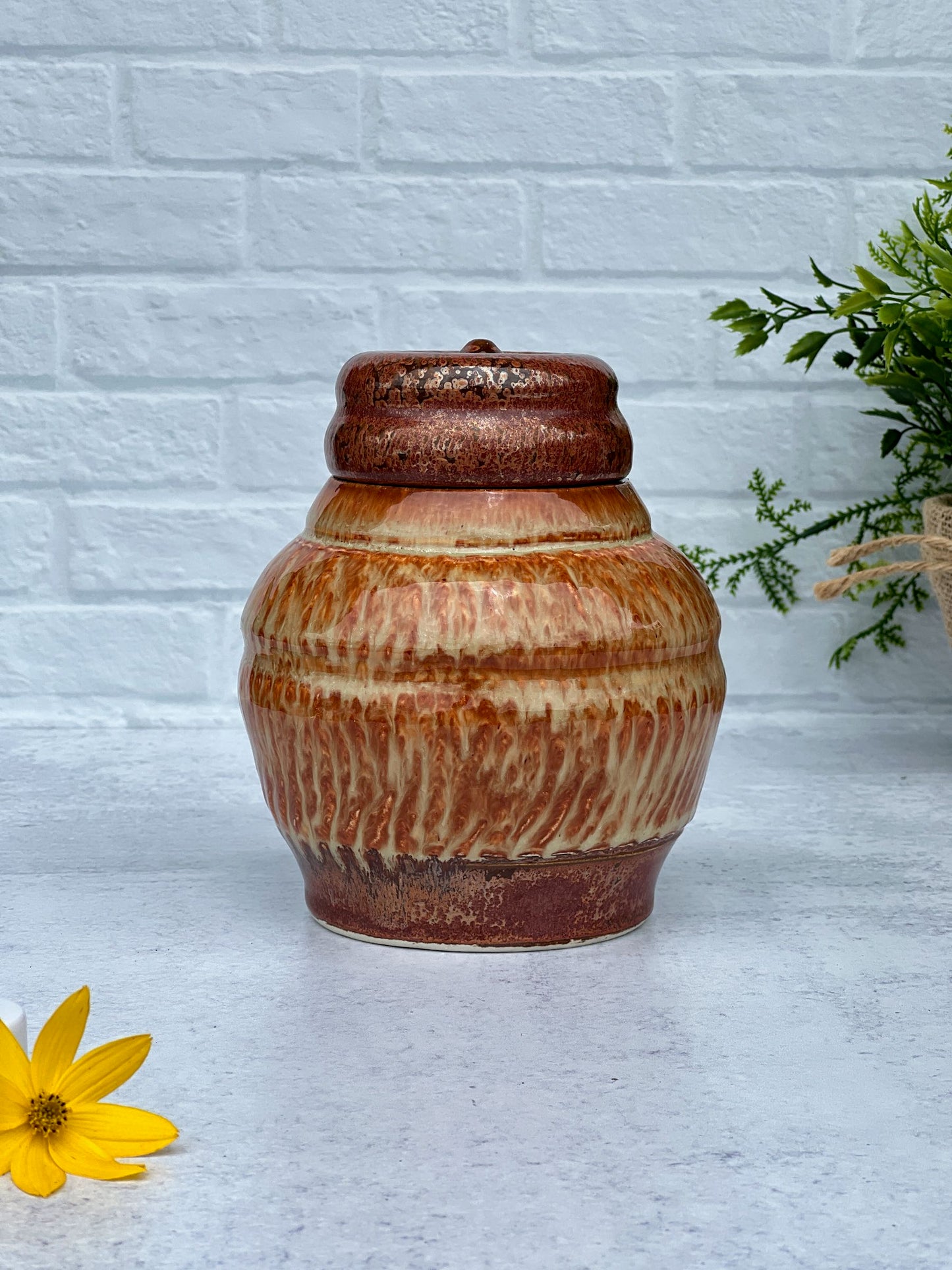 Wheel Thrown Jar with Albany Slip Brown and Ancient Copper Glaze