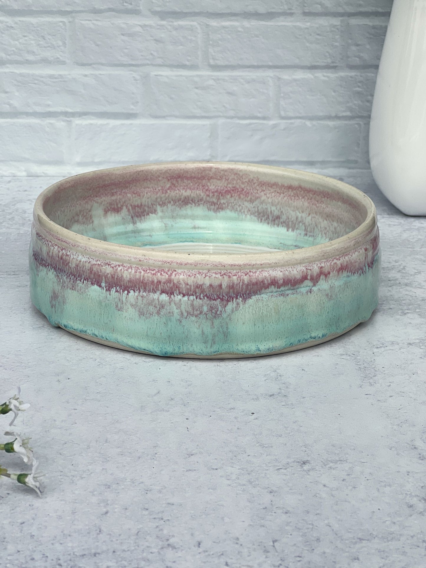 Succulent Planter with a Pink and Textured Turquoise Glaze Combo