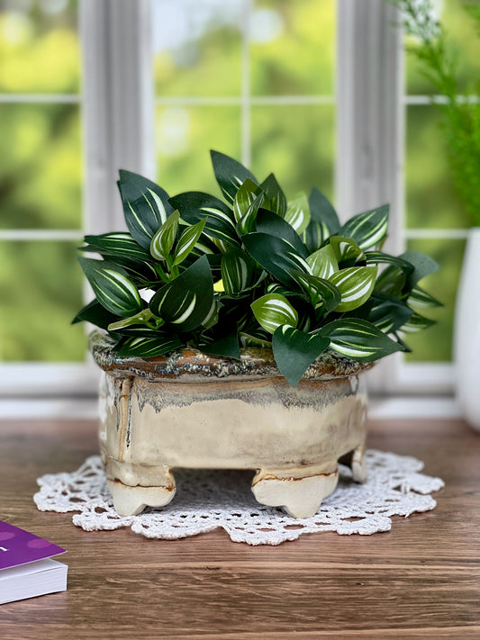 Pentagon Shaped Planter with Cordovan and Birch Glaze