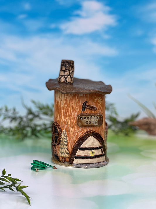 Miniature Woodshed Fairy Garden House