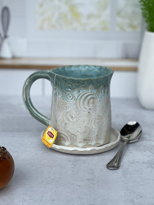 Mug with Circle Texture with Norse Blue and Sea Salt Glaze