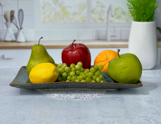 Blue-Green Lace Textured Platter