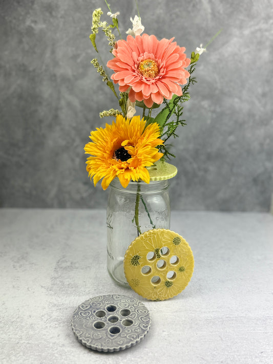 Porcelain Clay Flower Frogs for a Wide-Mouth Mason Jar