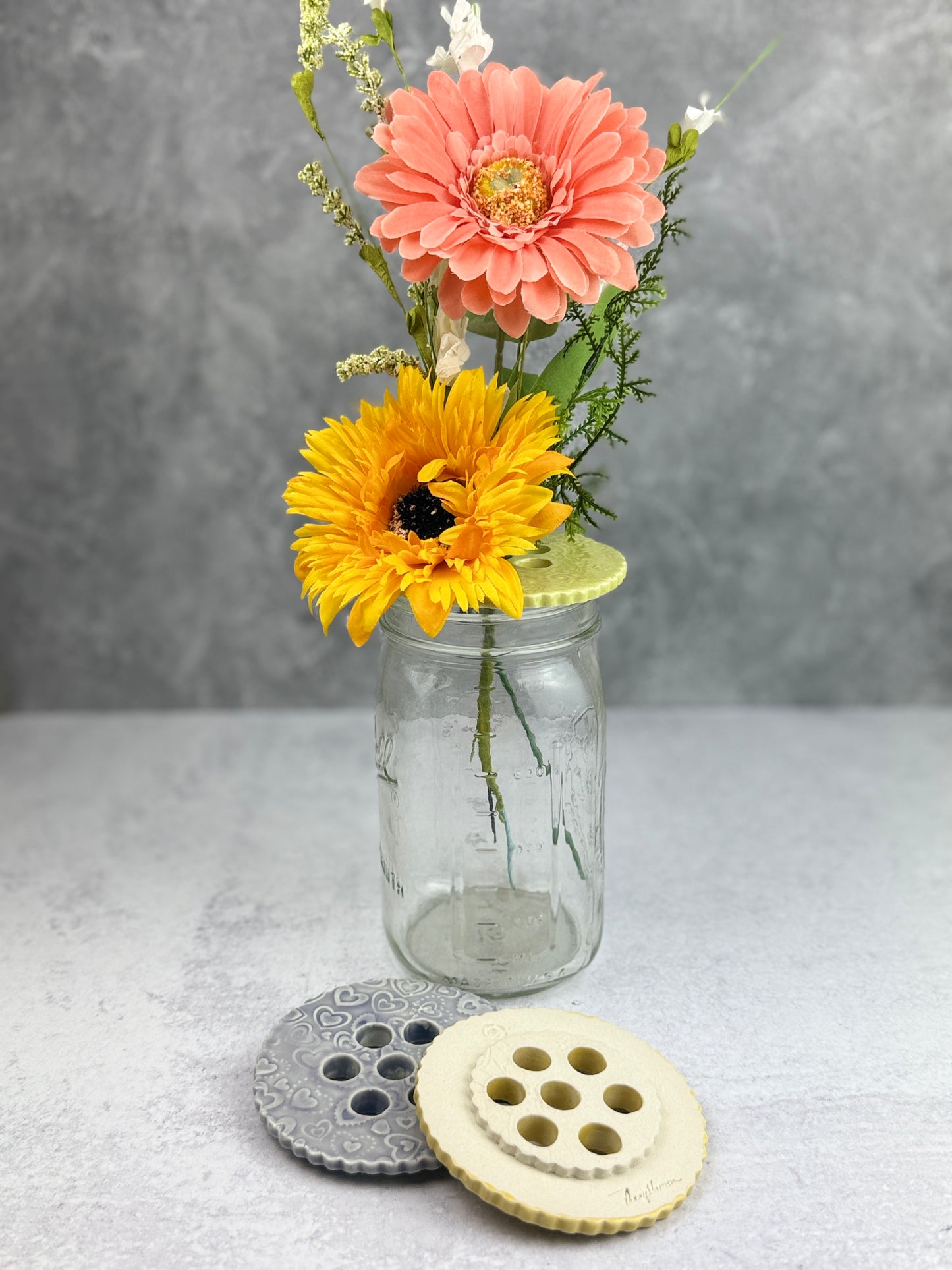 Porcelain Clay Flower Frogs for a Wide-Mouth Mason Jar
