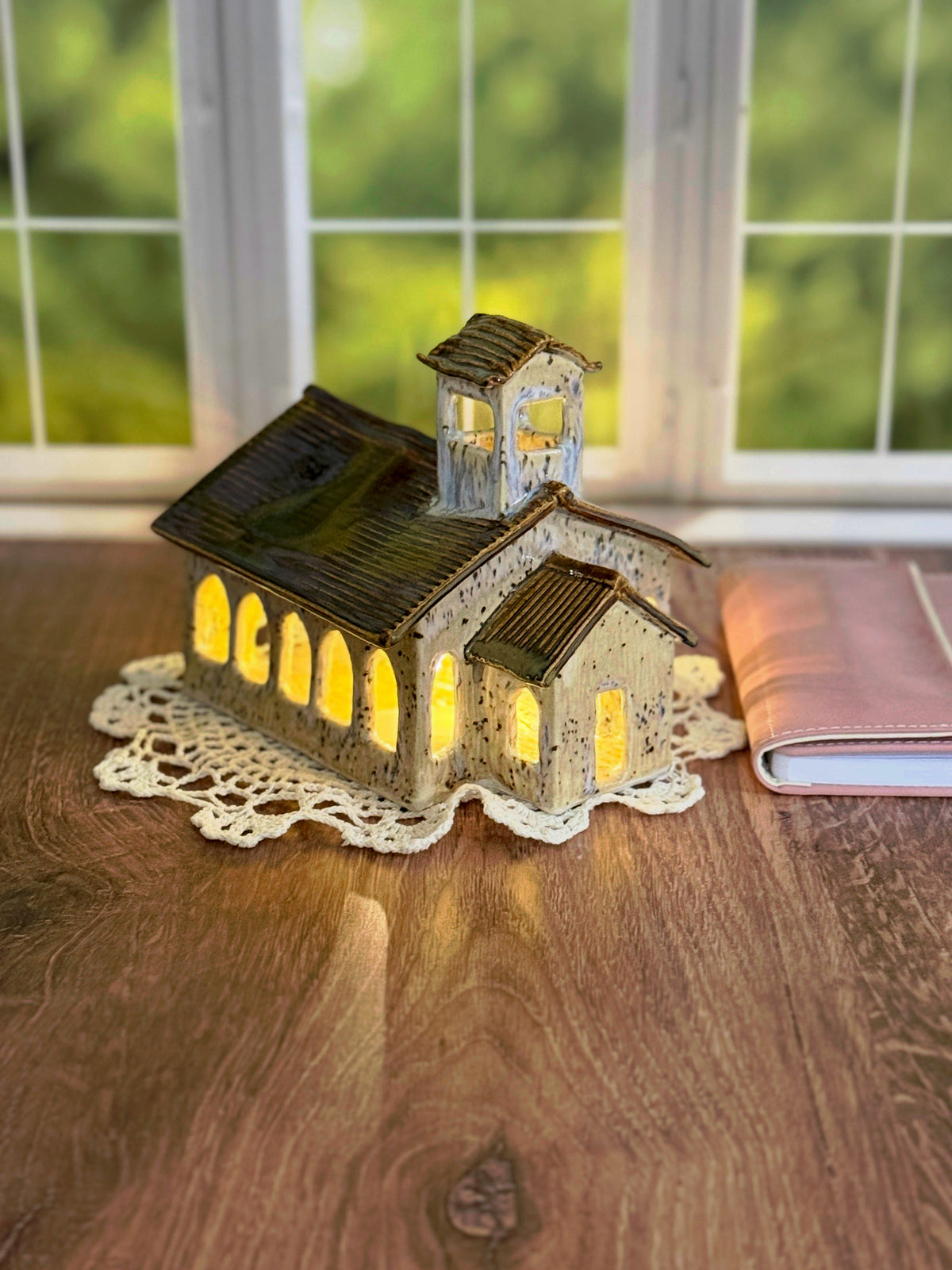 Hand-built Church building luminary
