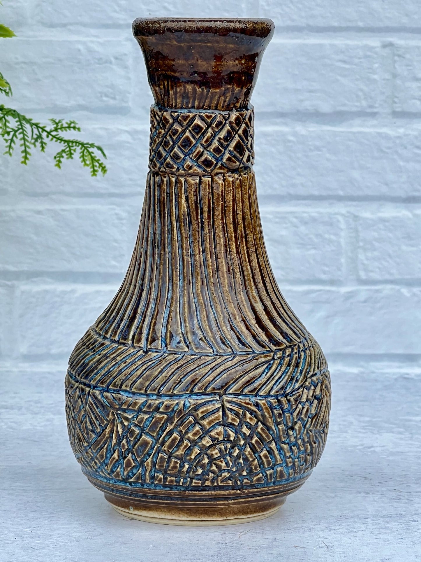 Wheel Thrown Textured Brown Vase
