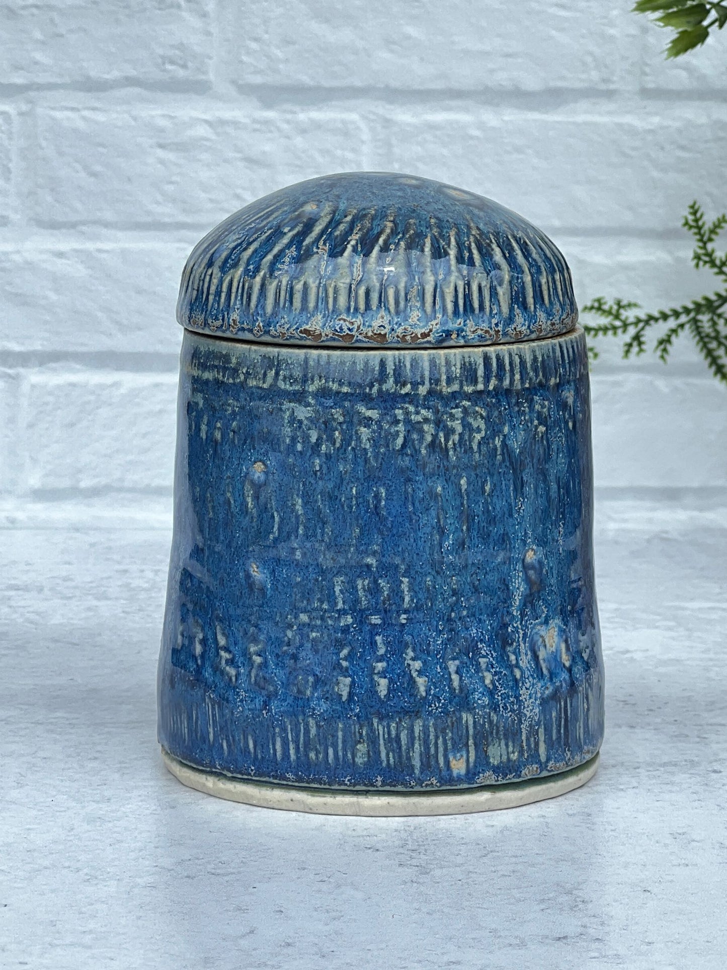 Wheel Thrown Blue Lidded Jar