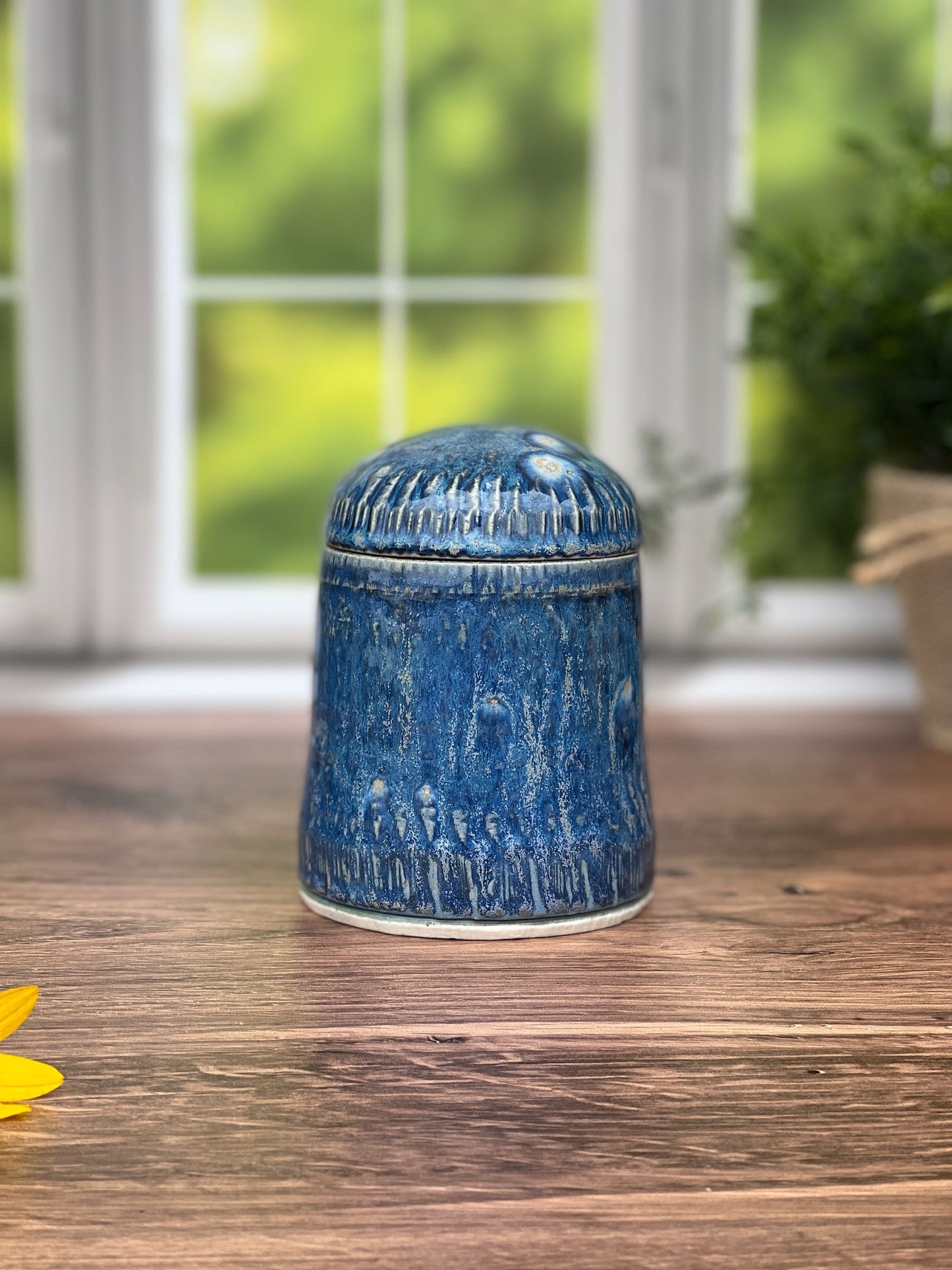 Wheel Thrown Blue Lidded Jar