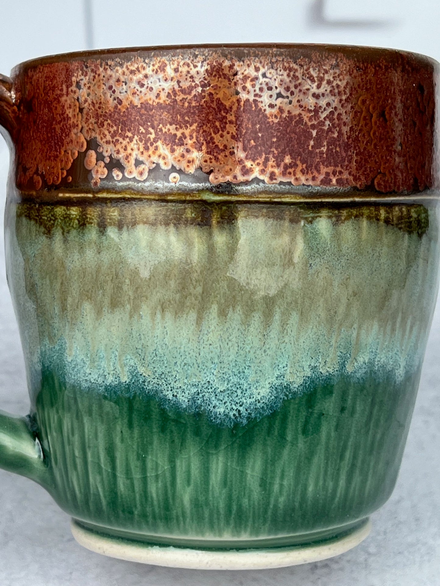 Wheel Thrown Porcelain Ancient Copper and Jade Colored Mug