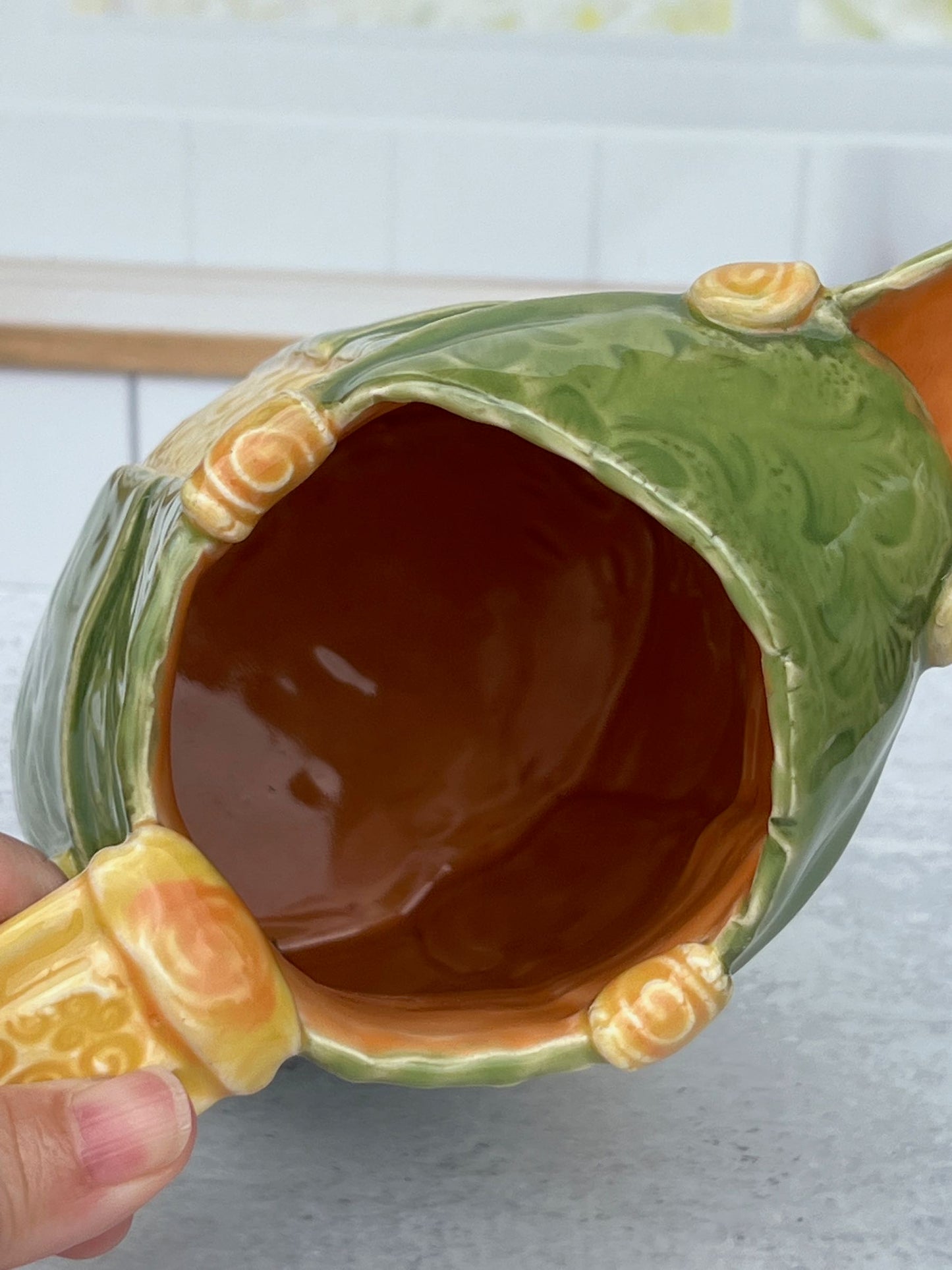 Slab Built Porcelain Jade and Marigold Glazed Pitcher