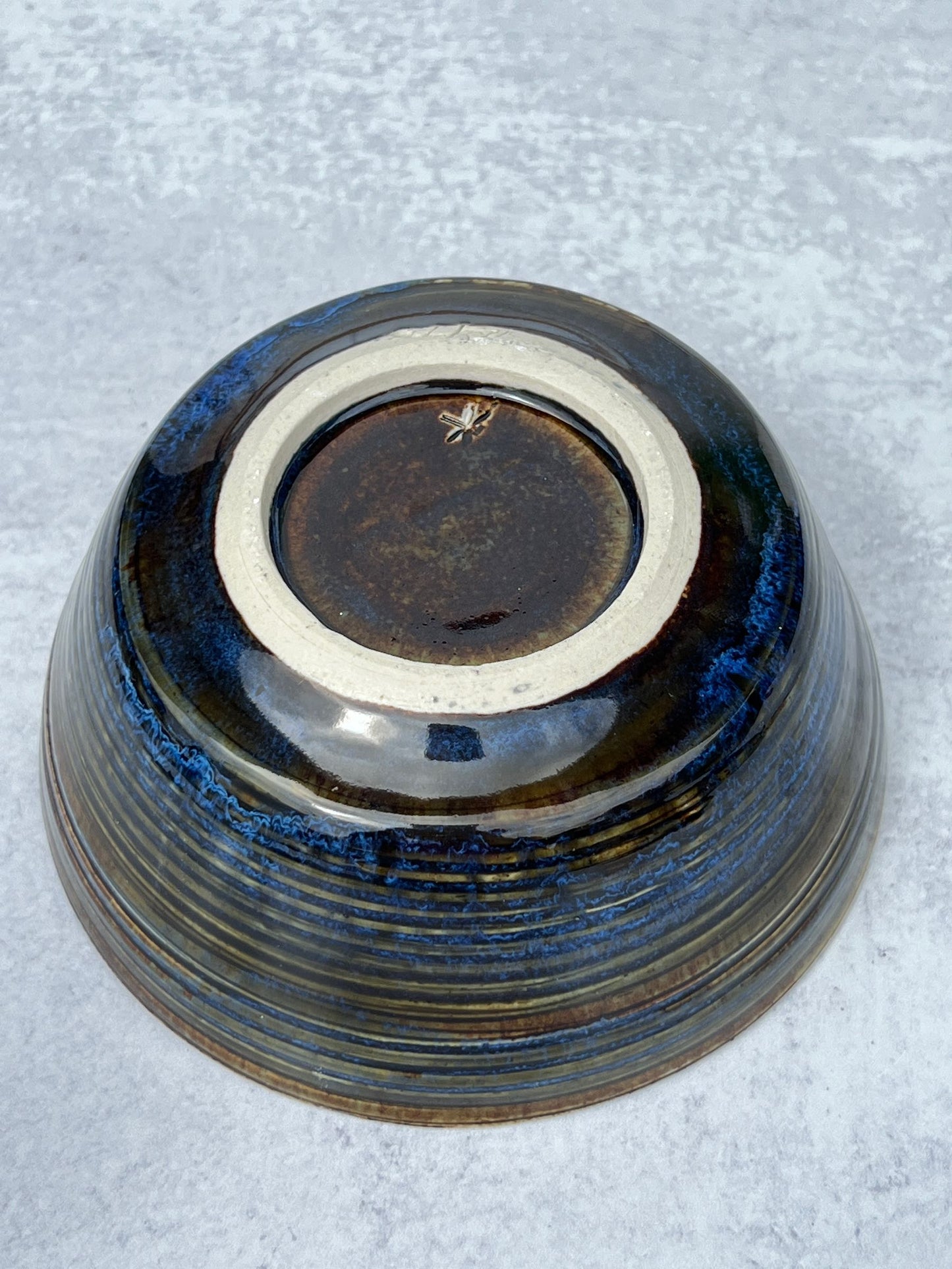Small Blue Rutile Glazed Wheel Thrown Porcelain Bowl