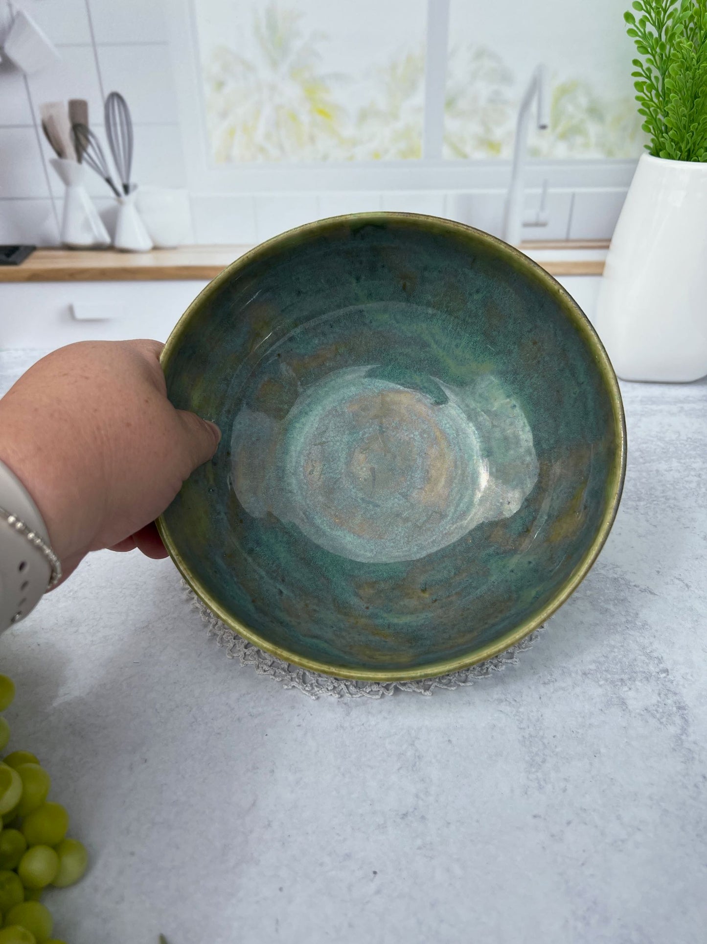 Wheel Thrown Porcelain Textured Turquoise Glazed Snack Bowl